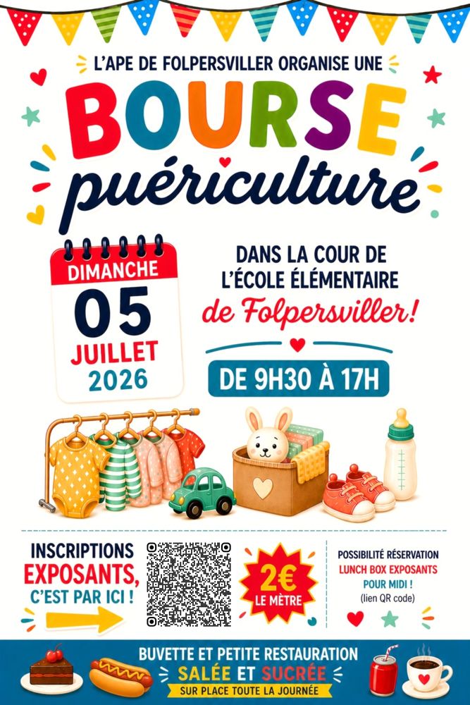 Bourse Pu&eacute;riculture le 05/07/2026 &agrave; l'Ecole de Folpersviller 0 Sarreguemines (57)