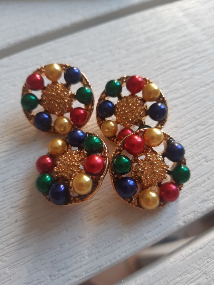 Lot 4 boutons couture m�talliques multicolores 8 Sarzeau (56)