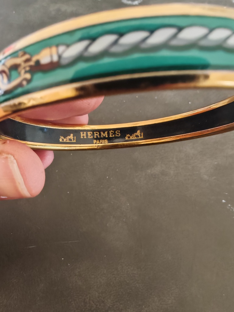 Bracelet �maill� Herm�s vert et dor� 350 Valr�as (84)