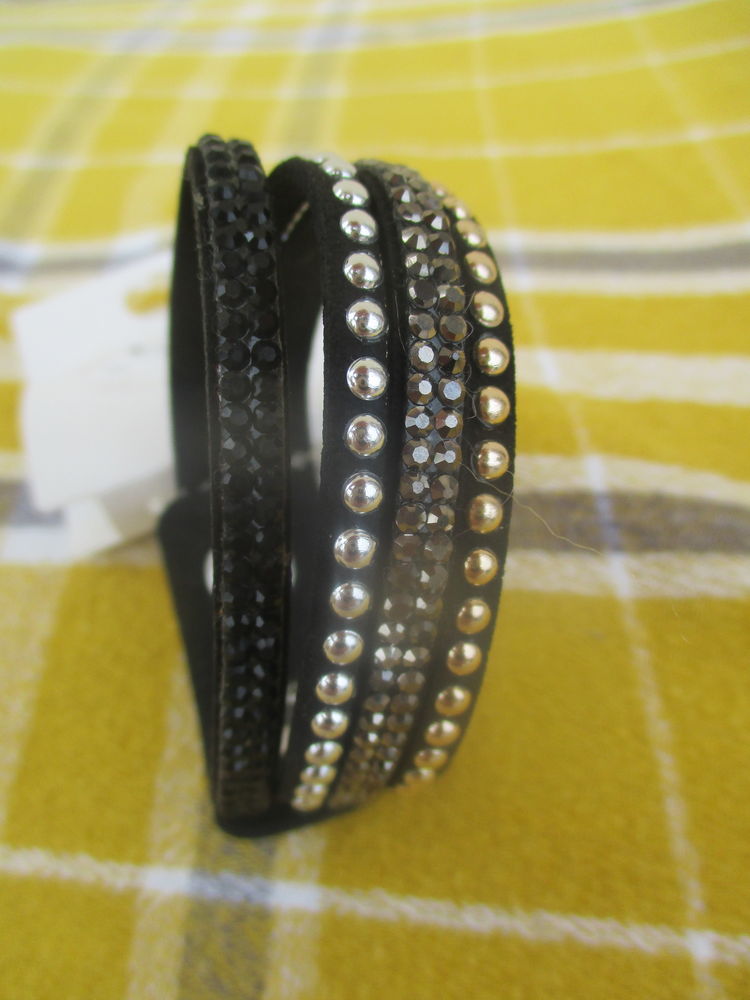 Bracelet Fantaisie, Sans Nickel, Noir Orn� de Strass - Neuf 5 La Fert�-Alais (91)