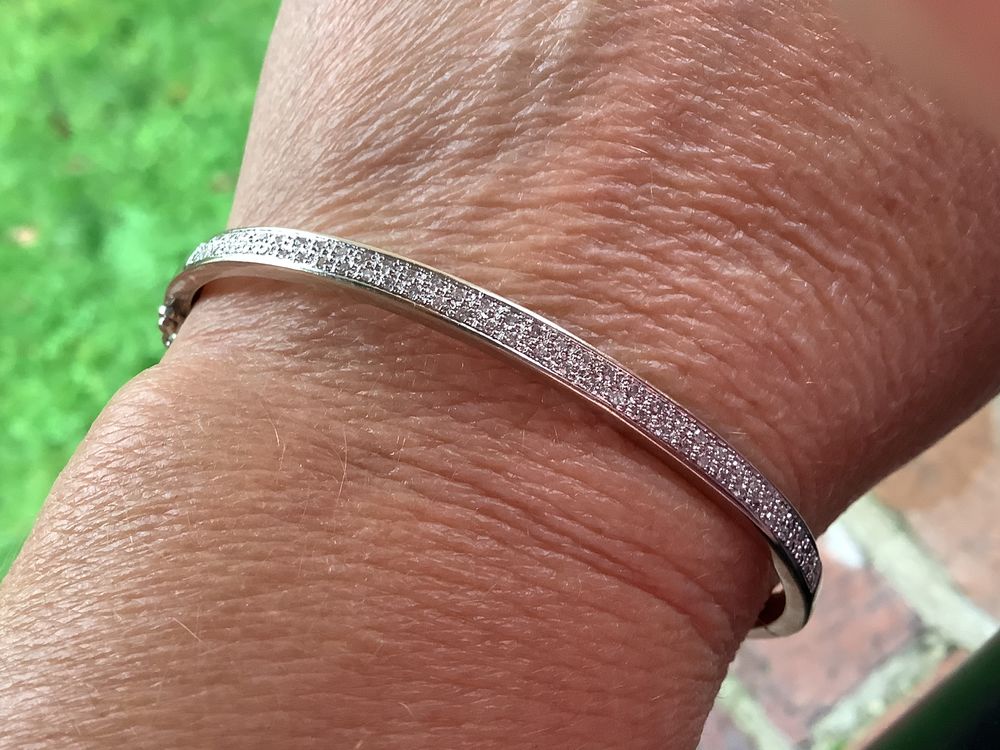 Bracelet jonc or blanc 750 & diamants 1490 Villeneuve-d'Ascq (59)