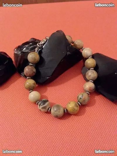 Bracelet en perle d ' agate beige crazy lace 5 Pont-du-Ch�teau (63)