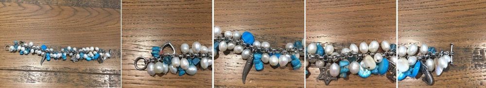 bracelet perles turquoises fantaisie métal 10 Paris 20 (75)