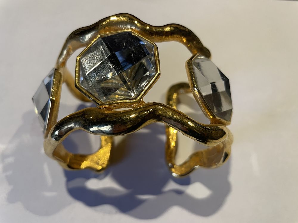 Bracelet rigide dor� INES DE LA FRESSANGE 3 gros strass 320 Vigneux-sur-Seine (91)