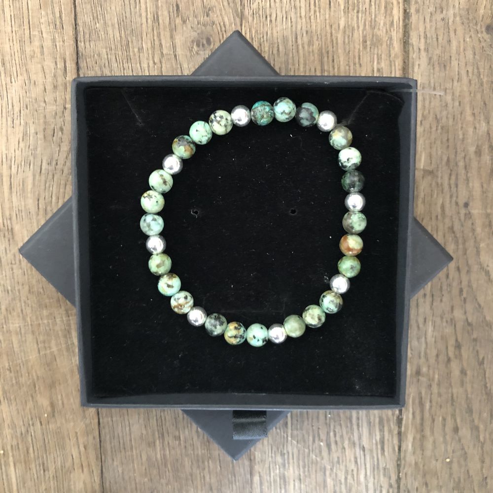 Bracelet Turquoise Africaine 6mm et Argent massif 925 18 Neuville-de-Poitou (86)