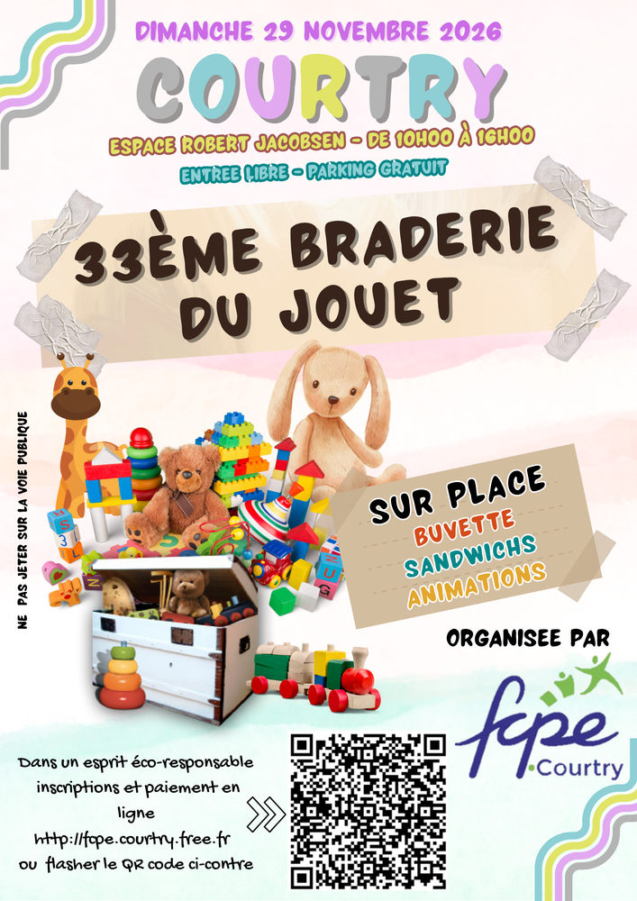  33? BRADERIE DU JOUET DE LA FCPE DE COURTRY 
0 Courtry (77)