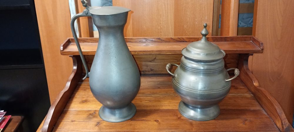 Broc et petite soupi�re imitation �tain. 100 Lalinde (24)