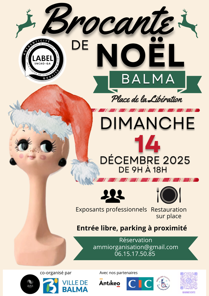 BROCANTE DE NOEL
BALMA 
14 DECEMBRE 2025 0 Balma (31)