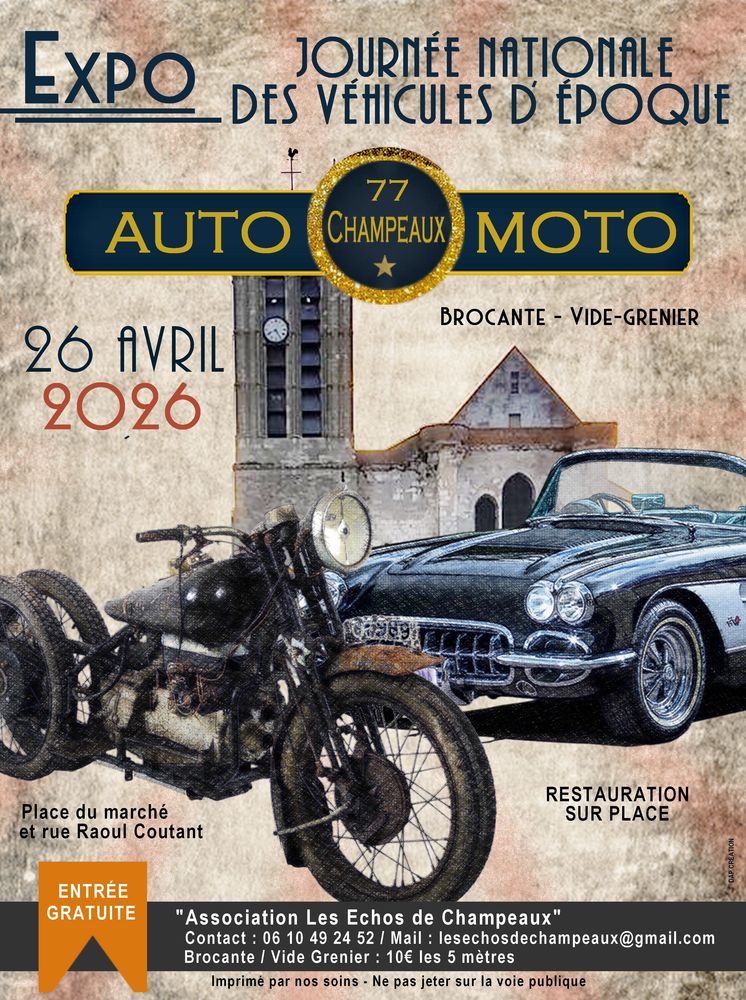 BROCANTE - VIDE GRENIER
CHAMPEAUX (77720) 
26 Avril 2026 0 Champeaux (77)