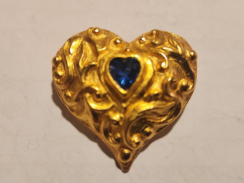 Broche coeur dor� strass coeur bleu 90 Vigneux-sur-Seine (91)