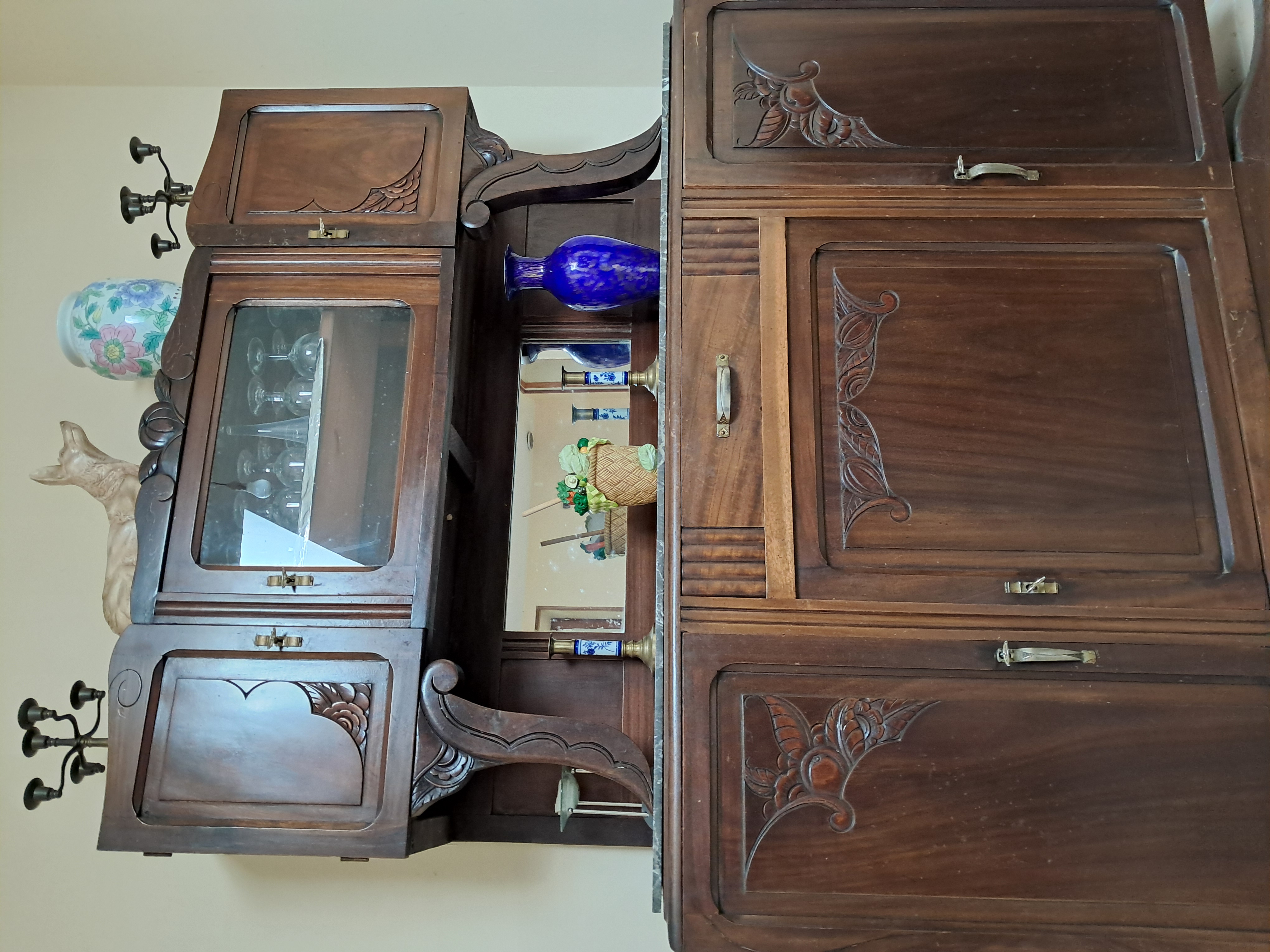 Buffet ancien ann�e 60 vaisselier bon �tat dessus marbre 420 Cadillac (33)