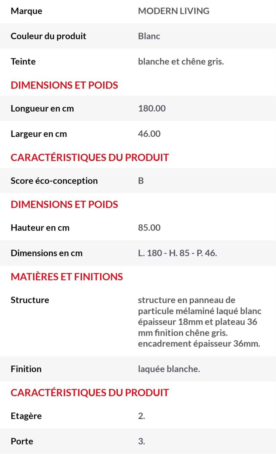 Buffet blanc laqu� 380 Mouroux (77)