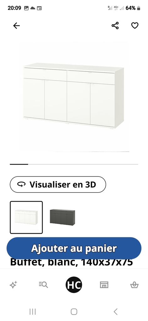 Buffet blanc trois portes 120 Freyming-Merlebach (57)