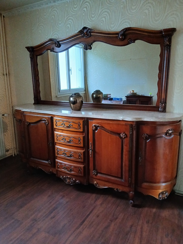 Buffet en boiis merisier massif avec marbre italien 80 Valenton (94)