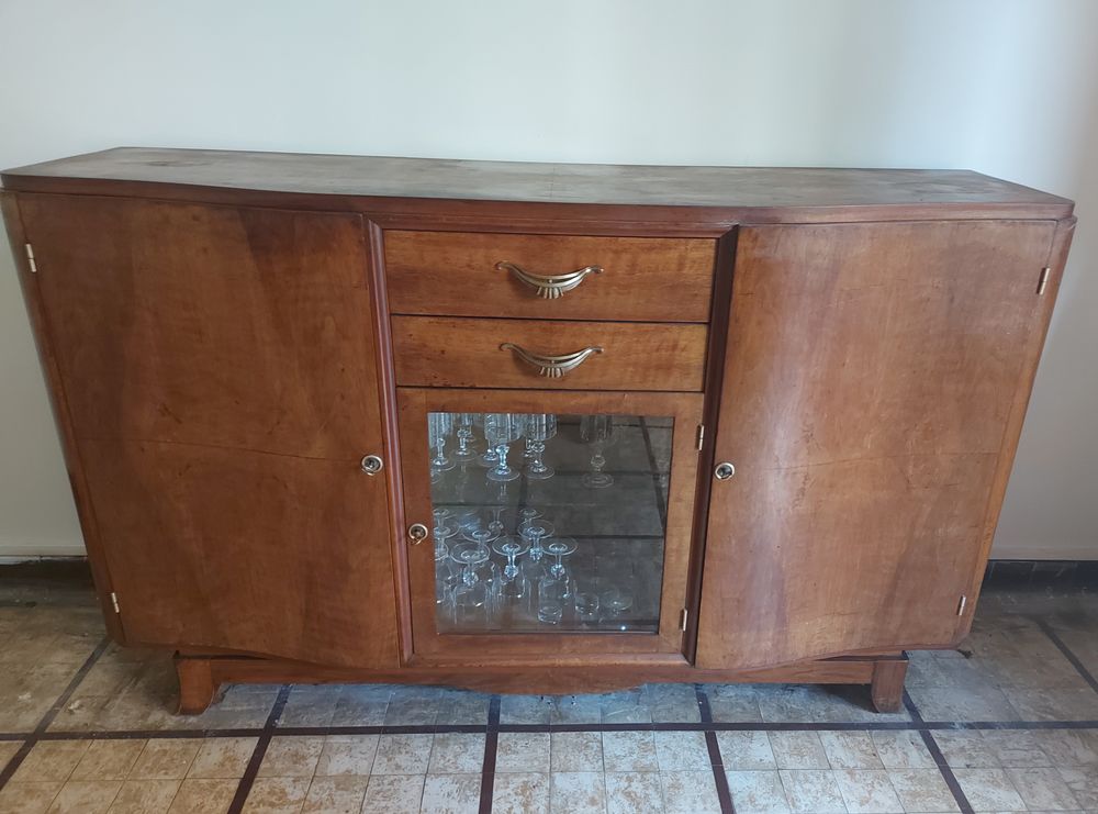 Buffet bas en bois avec vitrine 80 Paris 20 (75)