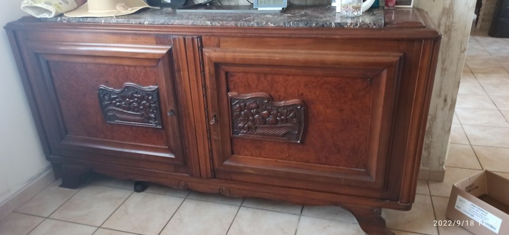 Buffet en bois et tablette marbre 150 Montdragon (81)