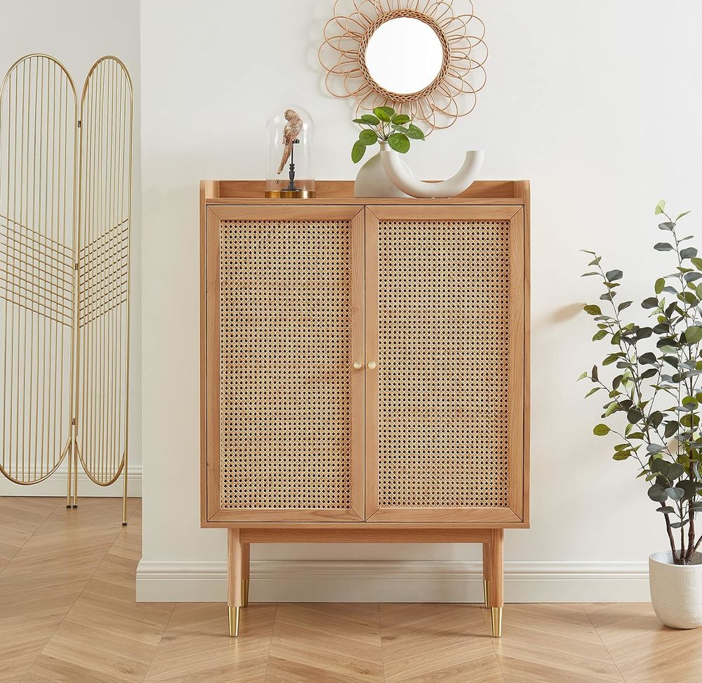 Buffet haut, ch�ne et cannage rotin - Marque BAITA 450 Paris 20 (75)