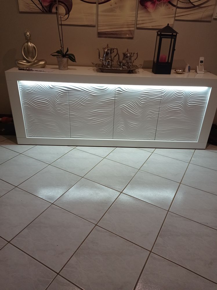 Buffet laqu� blanc avec �clairage 450 B�d�chan (32)