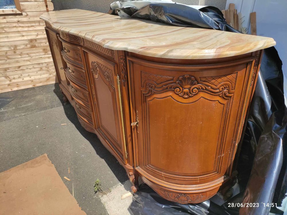 buffet bas en merisier et dessus marbre de Carrare 0 Chaspuzac (43)