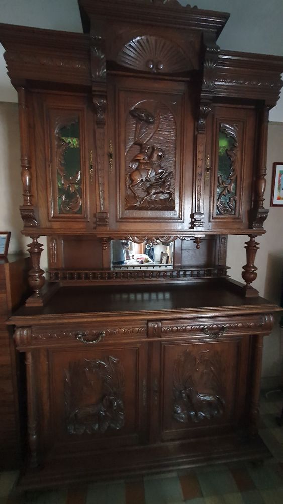 Buffet  style Henri II et sa table   6 chaises en paille 300 Falaise (14)