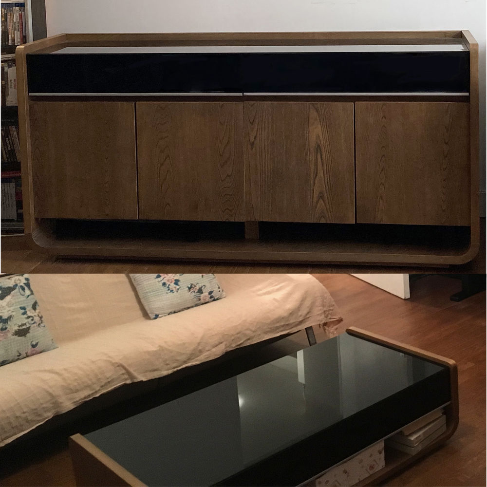 Buffet 160 cm ET table basse 120 cm bois et verre 475 Paris 8 (75)