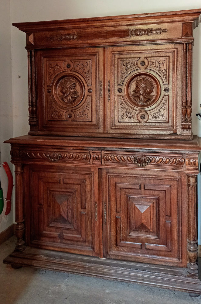 Buffet Chêne Massif Années 40 - 2 Portes 2 Tiroirs - Style Français - Blanc