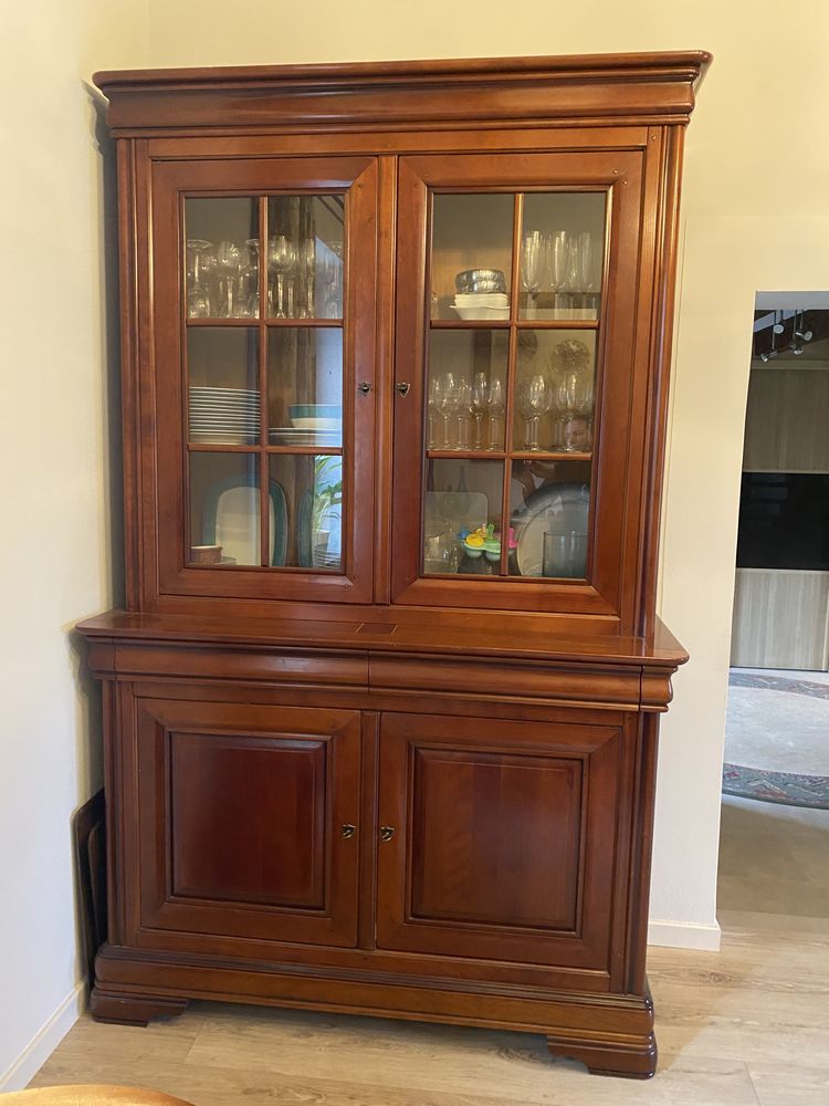 Buffet bas et vitrine haute rustique de style louis Philippe 0 Douvaine (74)