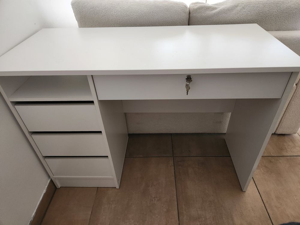 Bureau blanc � tiroirs 50 Marseille 10 (13)