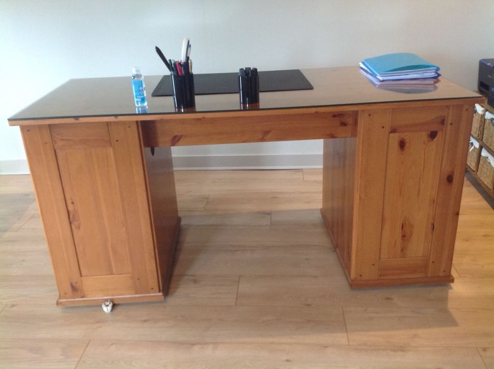 Bureau en bois avec plateau en verre 169 Saint-Wandrille-Ran�on (76)