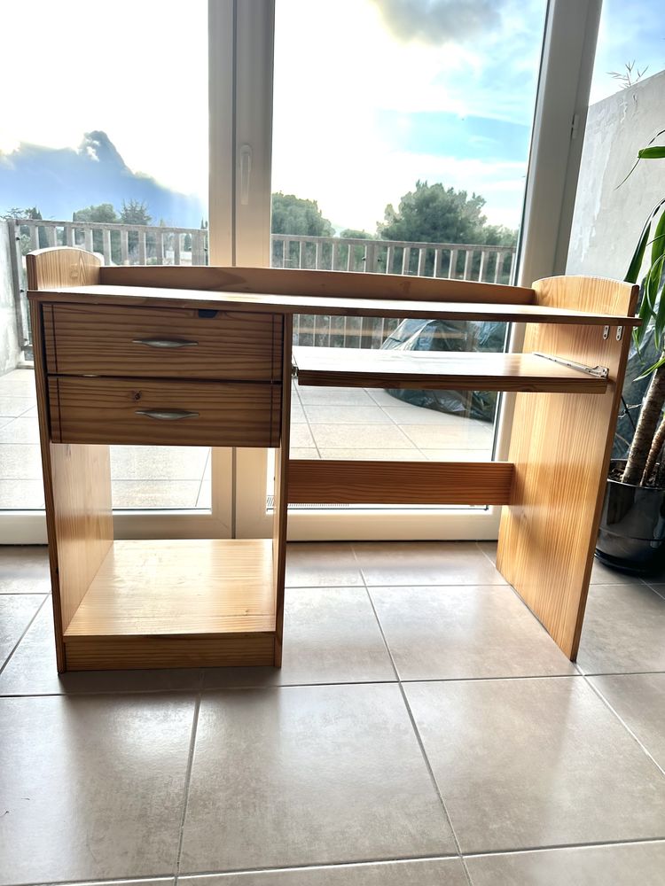 Bureau en bois avec plateau coulissant et 2 tiroirs 139 Montpellier (34)