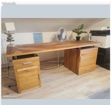 Bureau en bois massif pi�ce unique ch�ne et noyer 1500 Montbrison (42)