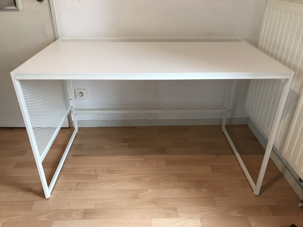 Bureau bois et m�tal blanc 120 x 71,5cm 50 Colombelles (14)