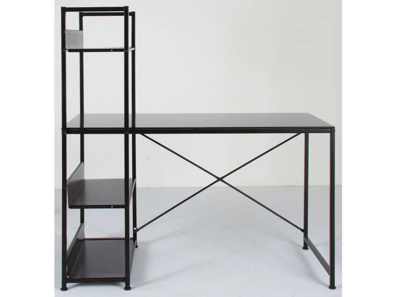 Bureau noir m�tal avec plateau en verre et 3 �tag�res 70 Lambersart (59)