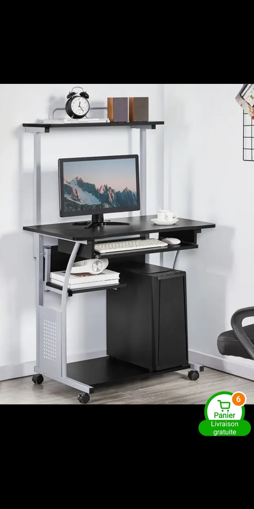 Bureau ordinateur �  roulettes 40 Charly (02)