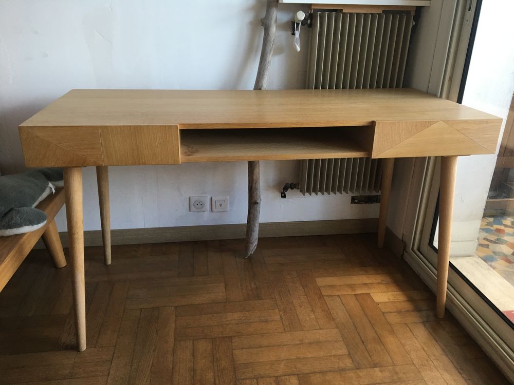 Bureau 2 tiroirs 1 casier ch�ne massif/panneaux 330 Nice (06)
