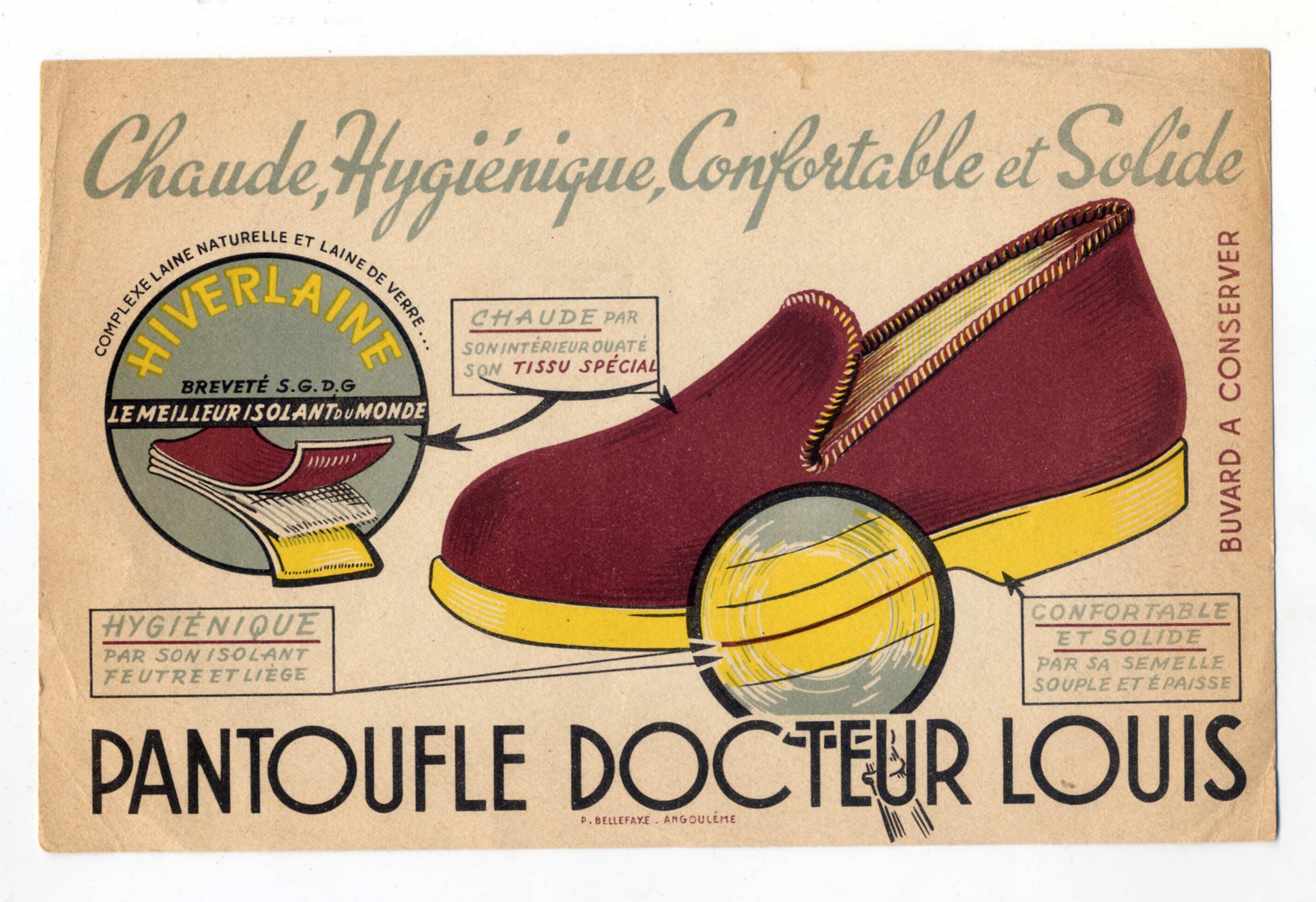 Buvard publicitaire Pantoufle Docteur Louis - Charentaises 3 Argenteuil (95)