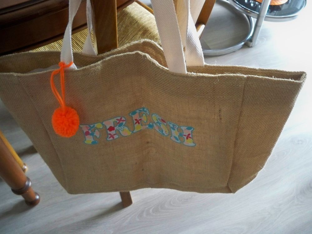 Sac cabas en jute, avec doublure, JAMAIS SERVIE 7 Saint-Malo (35)
