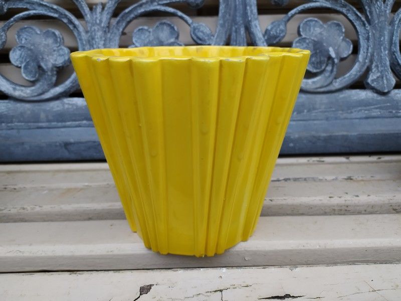 Cache-Pot Jaune Vintage Fa�ence Po�t-Laval 1 Loches (37)