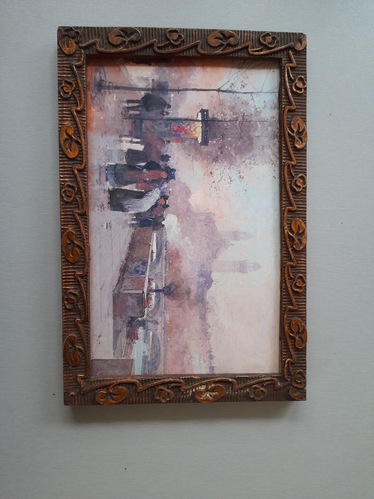 cadre ancien en bois repr�sentant les quais de la Seine 20 Socx (59)