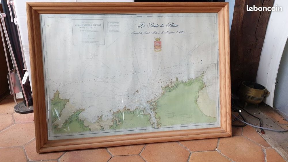 Cadre bois sous verre du cap Fr�hel a Cancale Carte lev�e en 80 Bourseul (22)