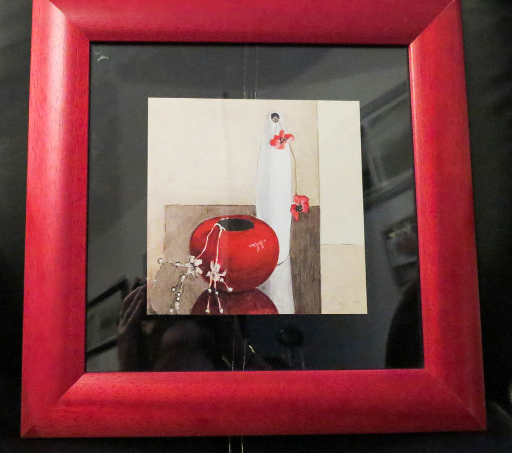 Cadre bois et verre contenant gravure centrale 10 Olonne-sur-Mer (85)