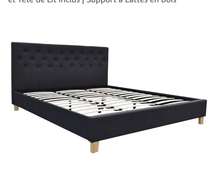 Cadre lit gris + matelas 180x200 350 B�ziers (34)