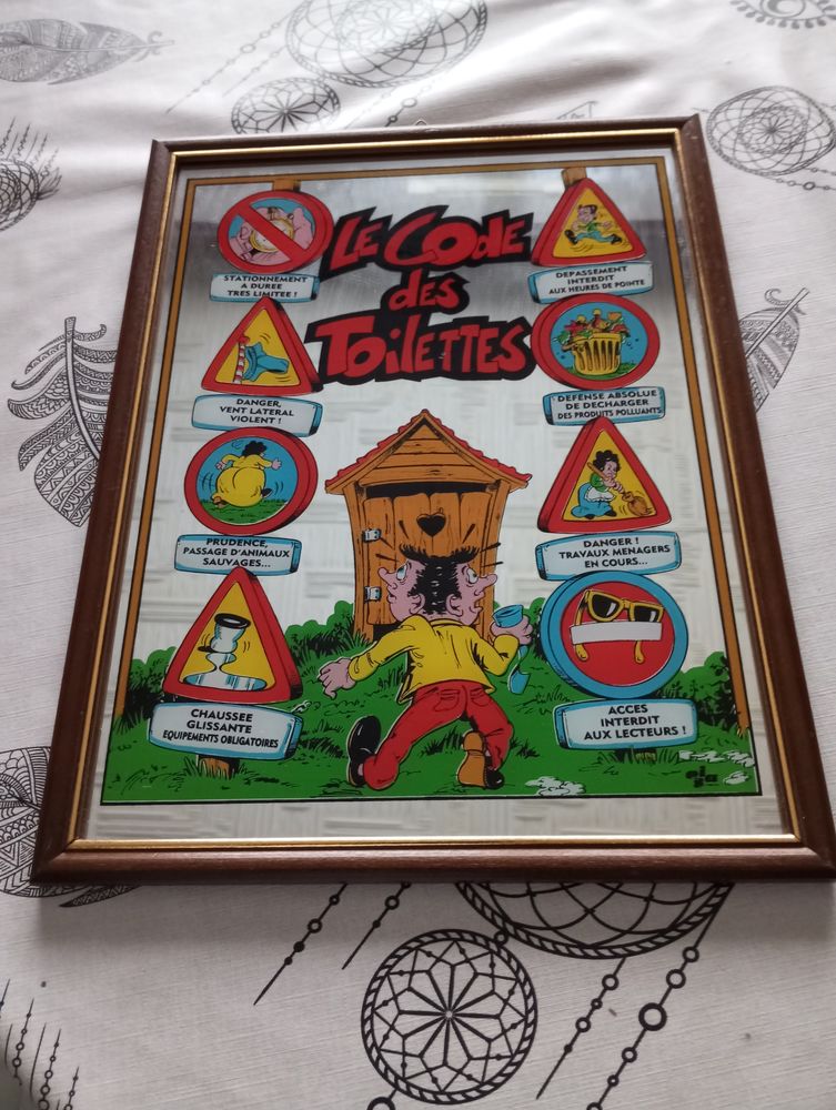 Cadre miroir s�rigraphi� humour le code des toilettes 10 Toul (54)