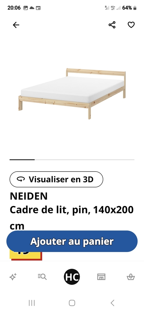 Cadre de lit en pin NEIDEN 140x200 cm 80 Freyming-Merlebach (57)