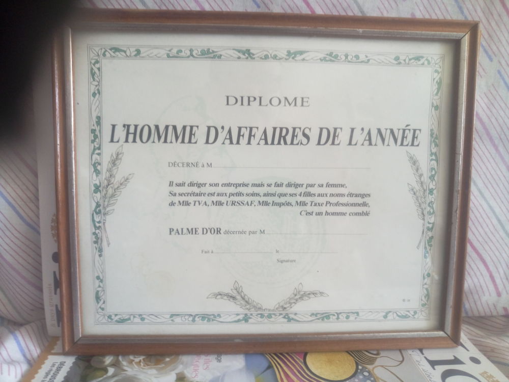 CADRE PHOTO DIPLOME L'HOMME D'AFFAIRE DE L'ANN�E SOUS VERRE 5 Grasse (06)