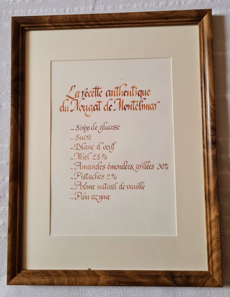 Cadre  Recette authentique du Nougat  de Mont�limar   20 Hy�res (83)