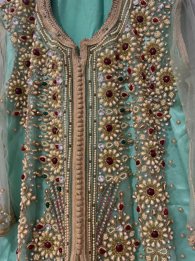 Caftan Takchita de lux 3 pi�ces vert d'eau &Or Taille 40/42  188 Nimes (30)