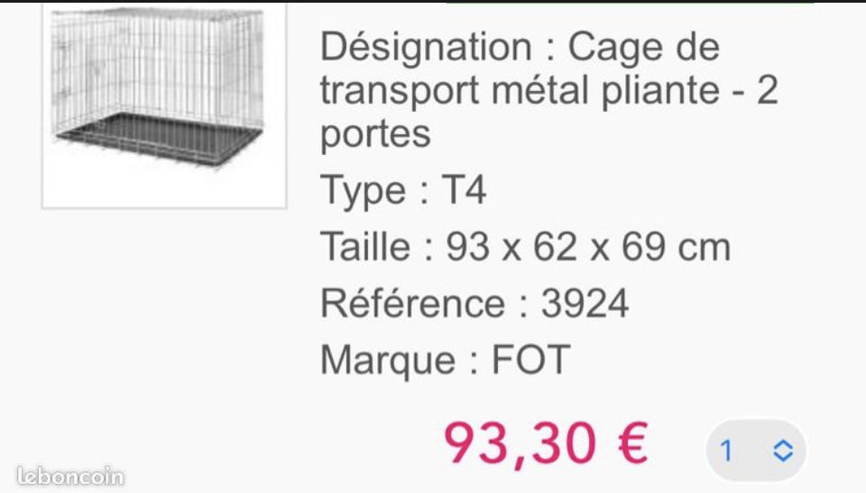 Achetez cage de transport occasion, annonce vente à VerrièresleBuisson (91) WB170441562
