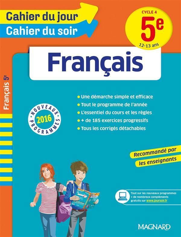 Cahiers du jour/ soir ; français ; cycle 4 ; 5ème 1 Quimper (29)