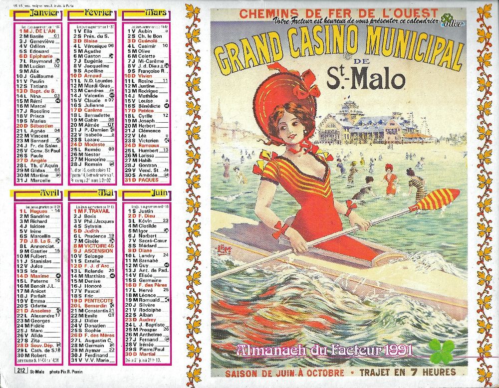 Calendrier du Facteur 1991 3 Castelnau-sur-Gupie (47)